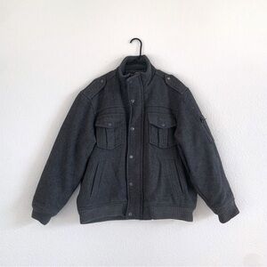 Jordan Craig Wool Blend Bomber Jacket Mens XL Charcoal Gray Heavyweight Pockets